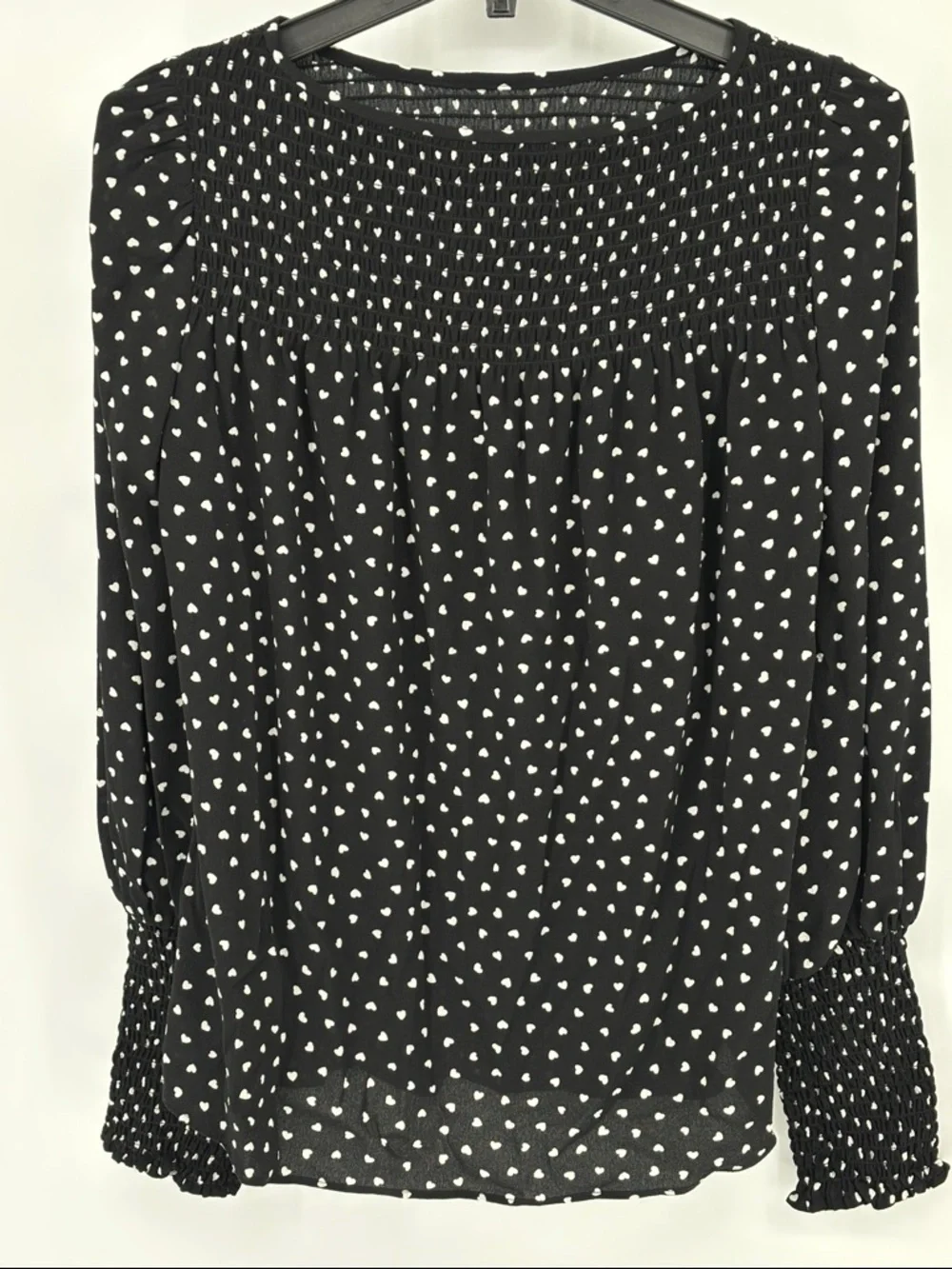 Kate Spade Heartbeat  blk white billowy bishop long sleeve shirt XS